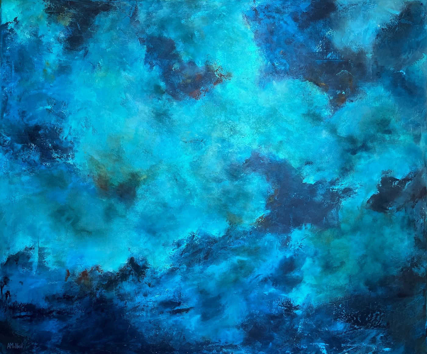 Catch Your Breath, abstract painting from the Mediterranean Blues series by Anja McNeil