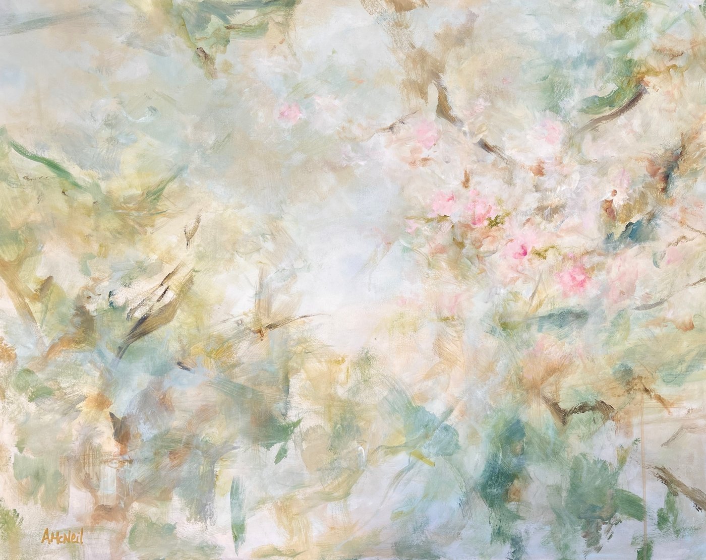 Mallorca in February, abstract painting from the Bloom series by Anja McNeil