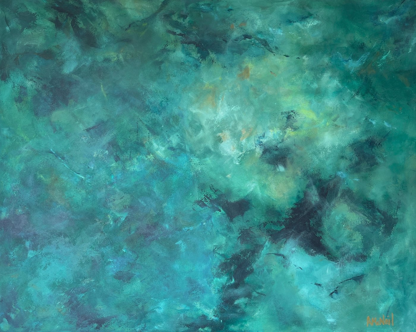 To the Surface, abstract painting from the Mediterranean Blues series by Anja McNeil